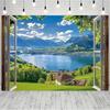 2D Green Countryside Window View Backdrop for Aesthetic Home Decor