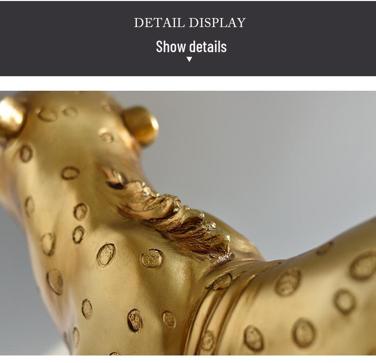 Gold Leopard Ornament: European Creative Art for Hotel and Office Entrances