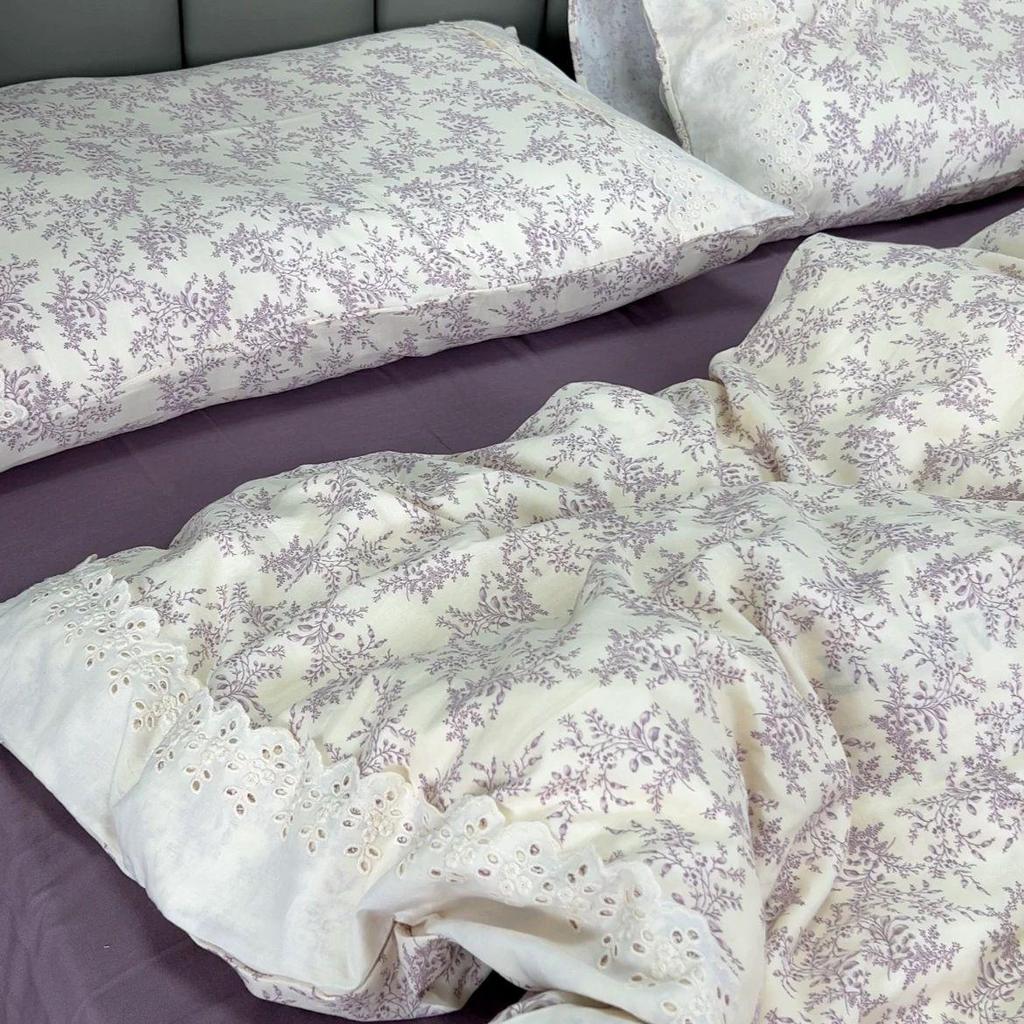 Premium French Cotton Double Gauze Lace Set: A-Class Mother & Baby Grade, 100% Pure Cotton, Three-Piece