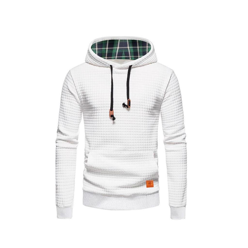 New Men's European-Size Plaid Jacquard Pullover Hoodie (2025)