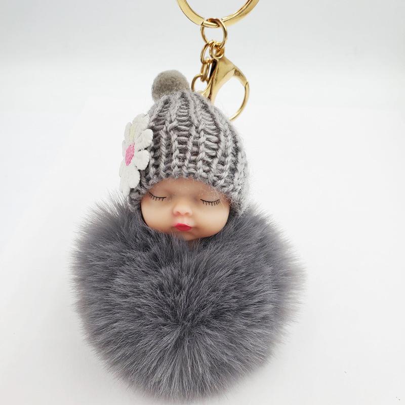 Plush Doll Pendant Crafts Wholesale Bag Car Cartoon Ball Keychain Small Gift Doll Fur Cross-Border