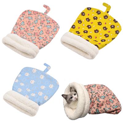 Cartoon Lamb Plush Thickened Cat Pocket Winter Removable Warm Cat Sleeping Bag Kitten Soft Comfortable Nest Pet Supplies