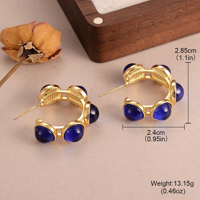 French C-type glazed multi-color earrings medieval vintage retro niche high-end stud earrings versatile texture earrings