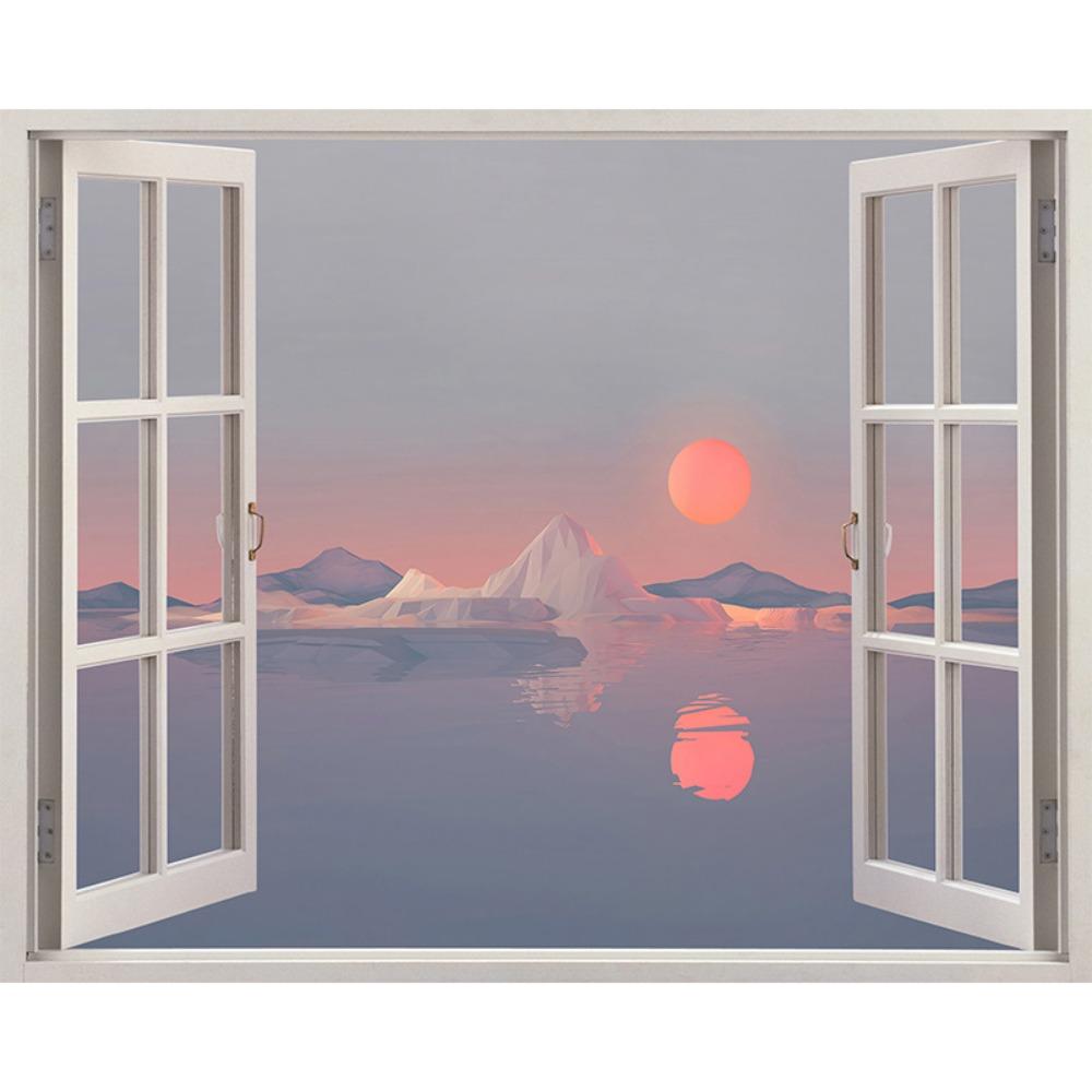 Scenic Landscape Hanging Cloth Natural Woods Beach Simulation Window Decoration Room Background Cloth Wall Painting Cloth
