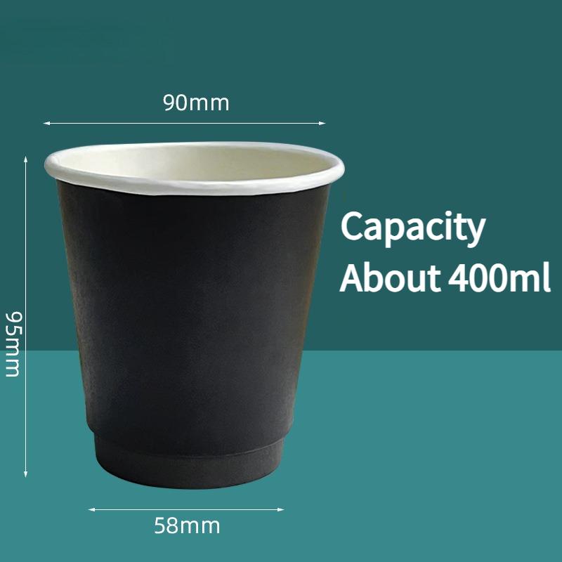 Disposable Coffee Cups Insulation Double-Layer European Style Simplicity Paper Cup with Lid Hollow Insulated Milk Tea Cup Family Party Coffee Shop Use