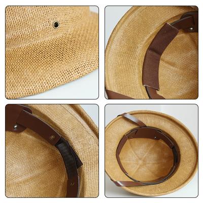 Vintage Handcrochet Straw Hat Vacation Bucket Hat for Adult Women Outdoor Activity Panama Hat for Travel and Casual Wear