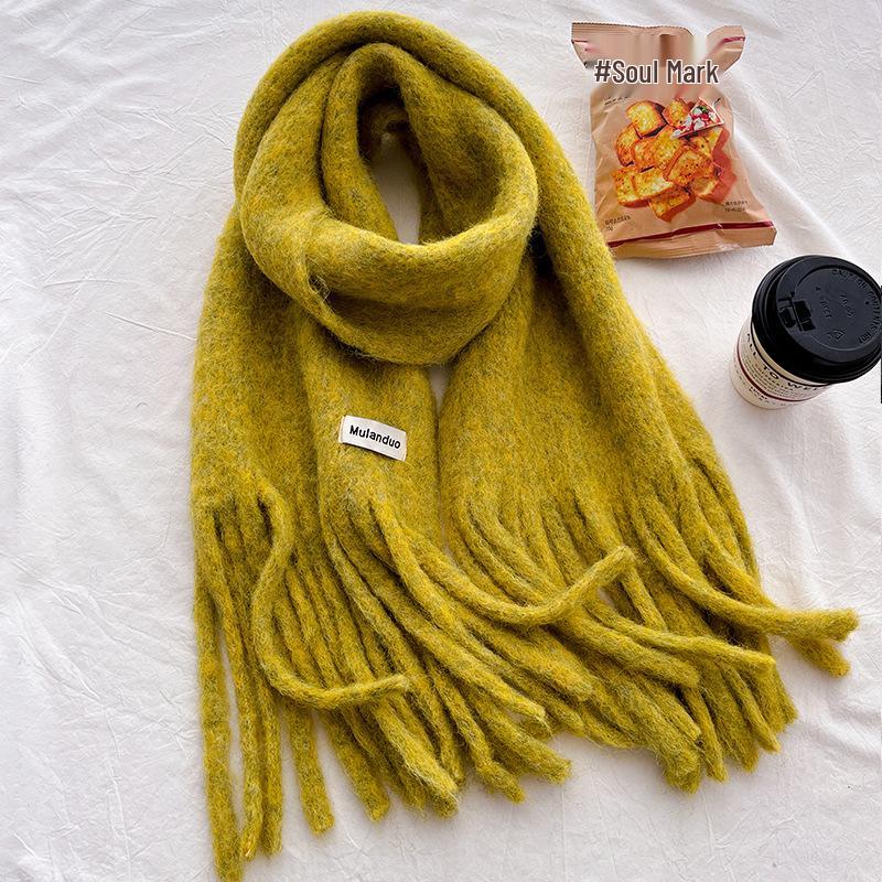 Ancola Red Mohair Wool-Blend Scarf: Women's High-End Korean Style Winter Shawl