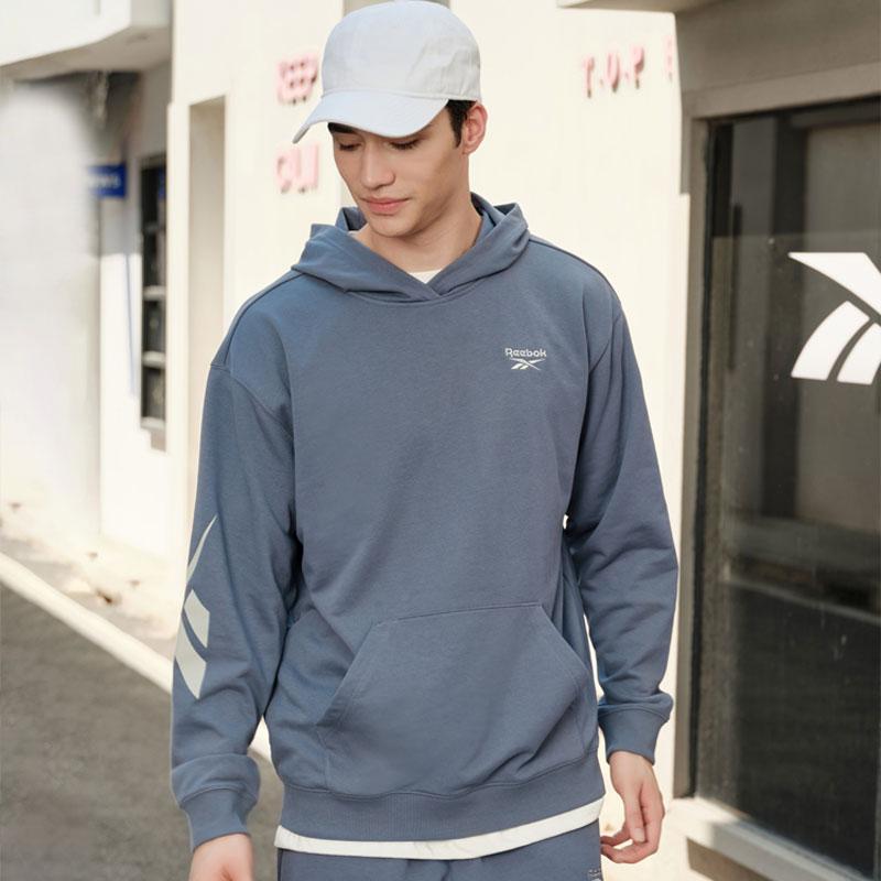 Reebok Logo Bedruckter Kapuzen-Casual-Strickpullover Unisex-Sweatshirt Blau 23REF301UGB7