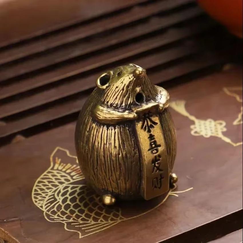 new 1 Pcs Ornament Pure Brass Arts And Crafts Bronze Mouse Paper Viewer Zodiac Mouse Ornaments Figurines Desktop Decoration
