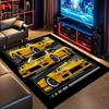 Yellow Classic Tuned Car Multi‑Panel Comic Print Area Rug Non‑Slip Rectangular Floor Mat Car Fan Decor for Gaming Room Living Bedroom
