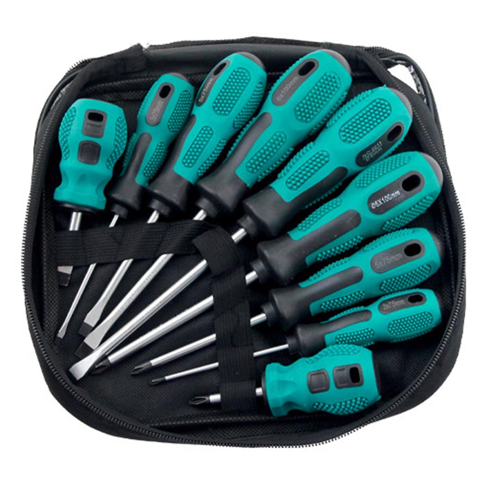 9 PCS Screwdriver Set Two Tone Rubber Handle Magnetic Phillips/Flathead Multi-Function Repair Tool A