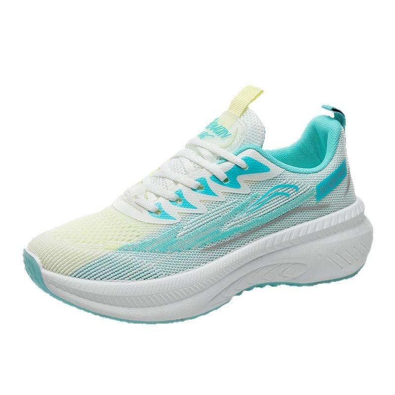 Women's Flying Fabric Air-cuhion Running Sneakers Summer New Breathable Hiking Shoes Trendy Lace-up Sports Tennis Training Shoes