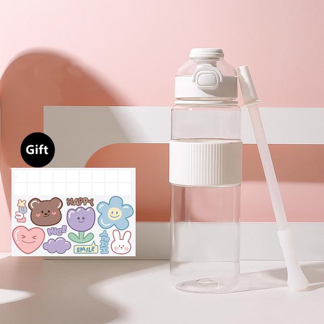 1100ml/720ml Fashion Healthy Material Water Bottle With Straw Large Capacity Sport Drinking Plastic Bottles Eco-Friendly