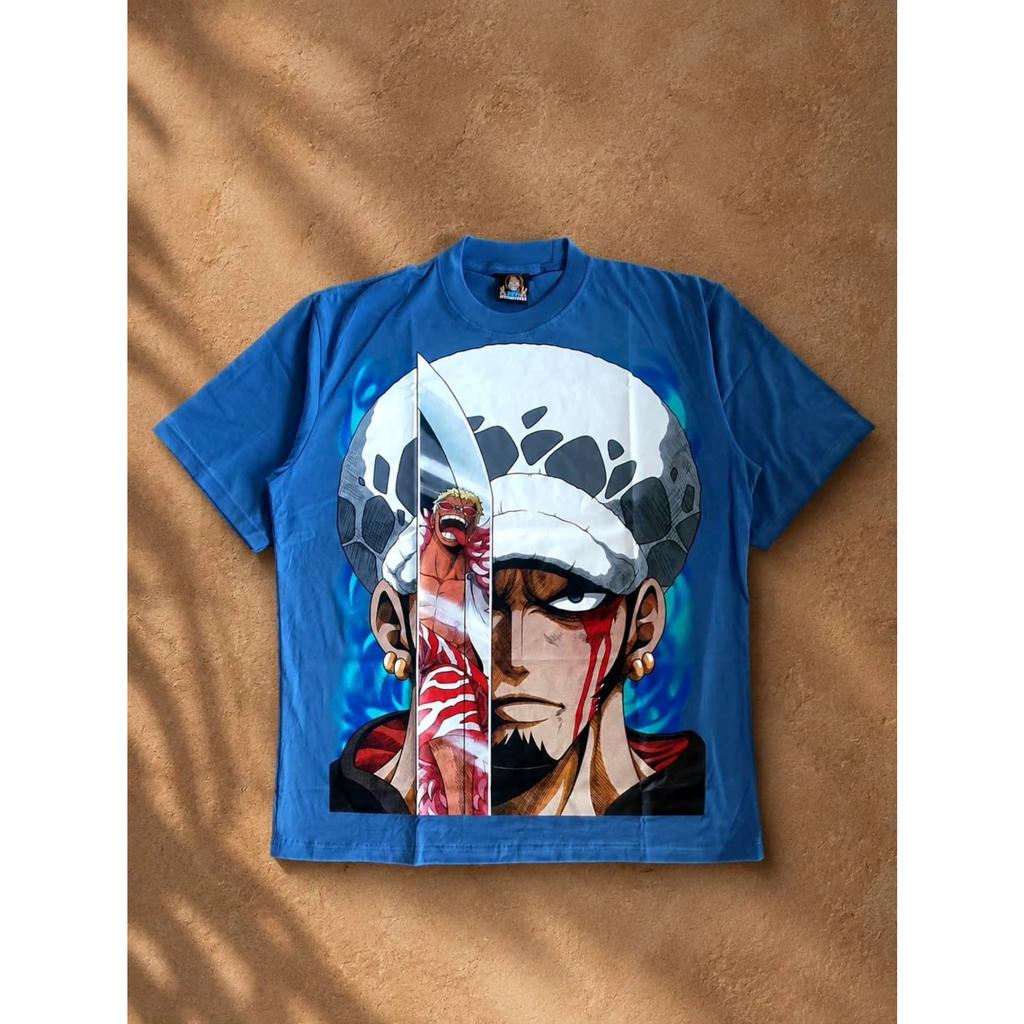 One Piece Heart Pirates Trafalgar Law Graphic T-shirt DTF Printing Men Women Cotton Streetwear Oversize High Quality Short Sleeve Female Male Clothing