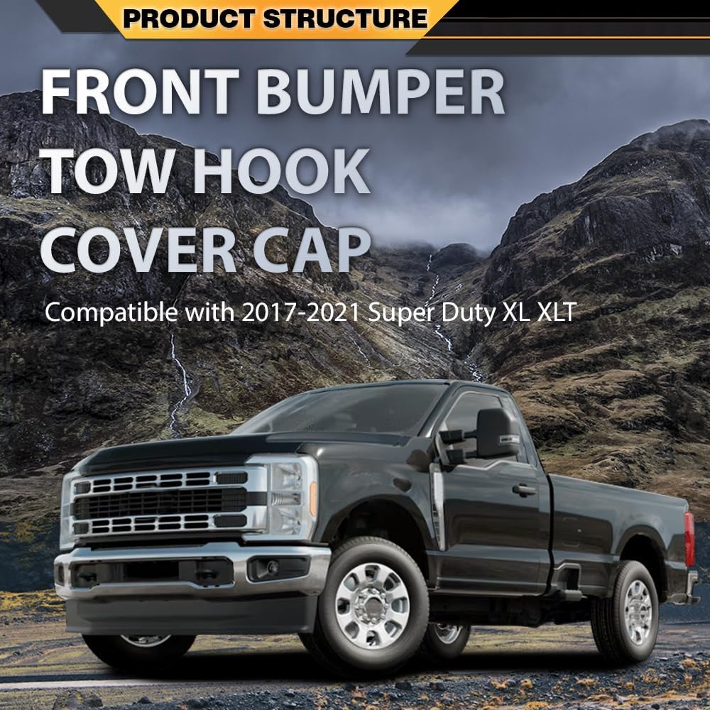 Front Bumper Tow Hook Bolt Cover Cap Pair Compatible with Ford F250 F350 Super Duty 2017-2022