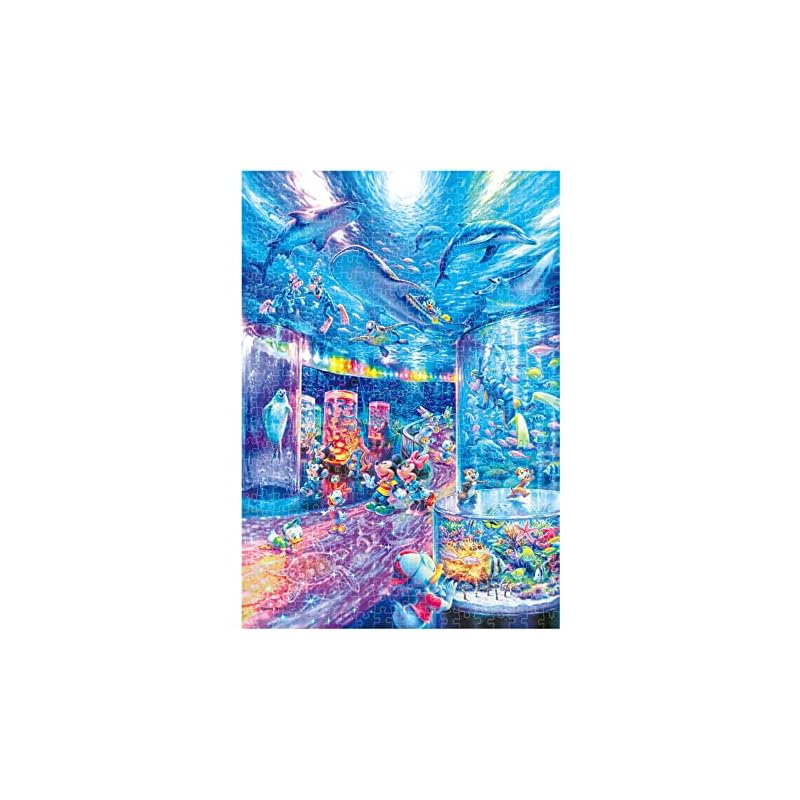 Tenyo [Made in Japan] 500-piece Stained Art Gyutto Series Jigsaw Puzzle Disney Night Aquarium (25 x 36 cm) DSG-500-636 with Service Card