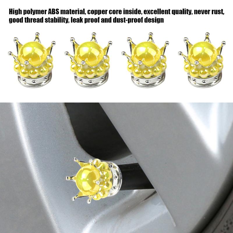 Crown Tire Valve Stem Caps, Heavy-Duty Handmade Crystal Rhinestone Crown Vehicle Car Tire Caps Covers for Cars Trucks SUVs Bikes