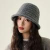 Autumn Winter Knitted Bucket Hat Women's Curling Solid Color Warm Fisherman Hat