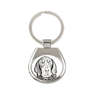 Black and Tan Coonhound I - chaveiro com um cachorro, chaveiro com estampa, pingente personalizado da marca