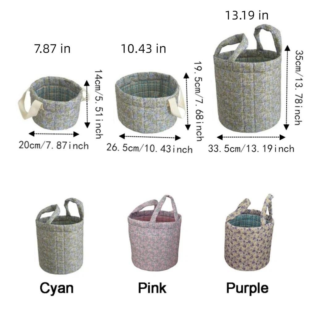 Collapsible Quilted Storage Basket Large Capacity Flower Pattern Storage Basket  Bedroom