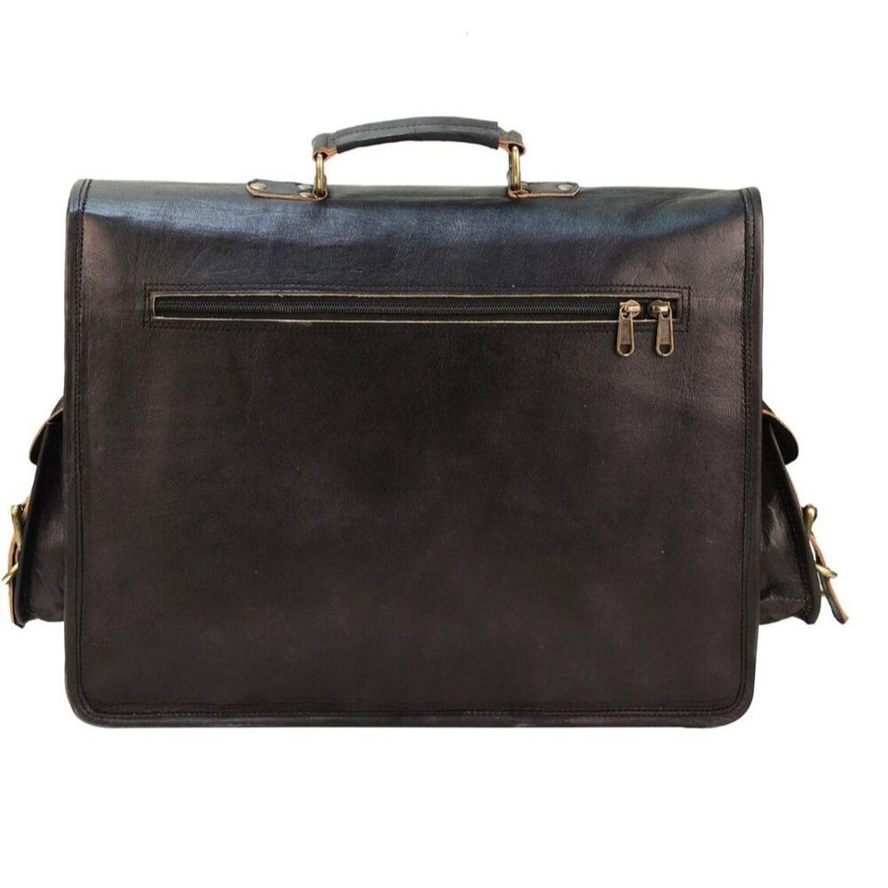 Nová pánská Vintage černá kozí kožená retro brašna na laptop Messenger na aktovky