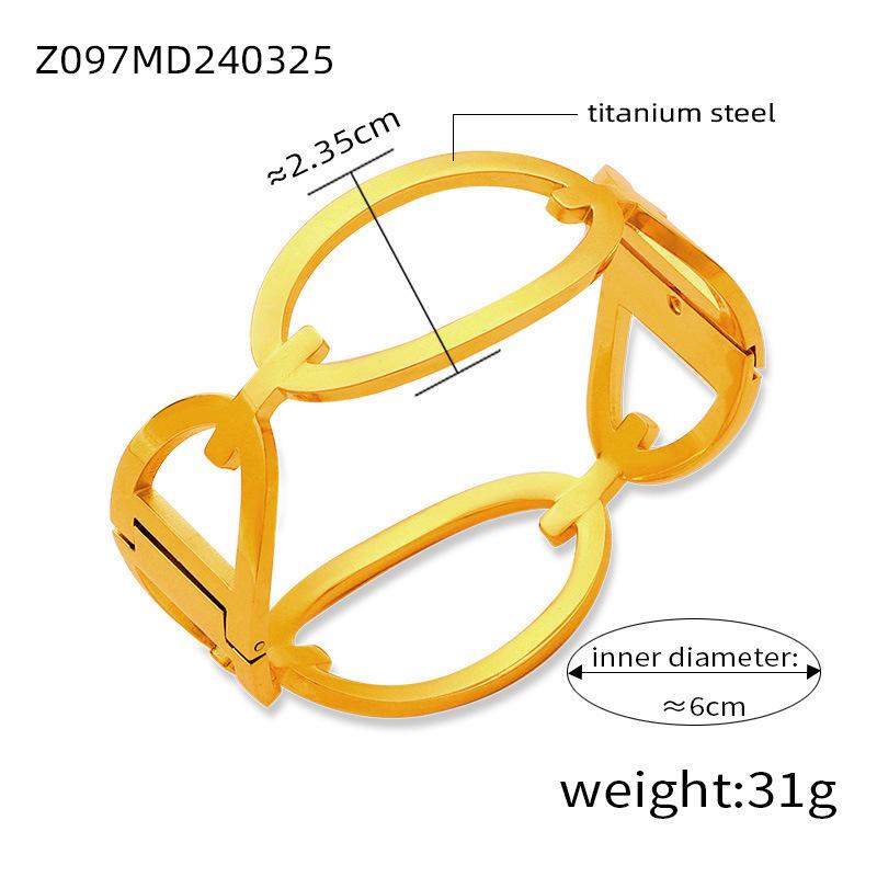 

Геометрический браслет из титановой стали с бриллиантами и пружинной застежкой для женщин