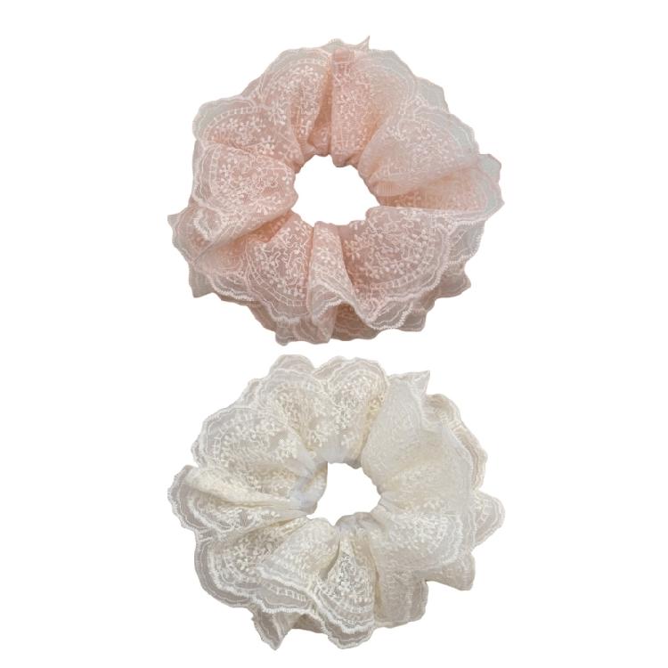 Feminine Elastic Hair Scrunchy with Unique Double Layer Lace Hairband Hairpieces Large Hair Accessories for Women