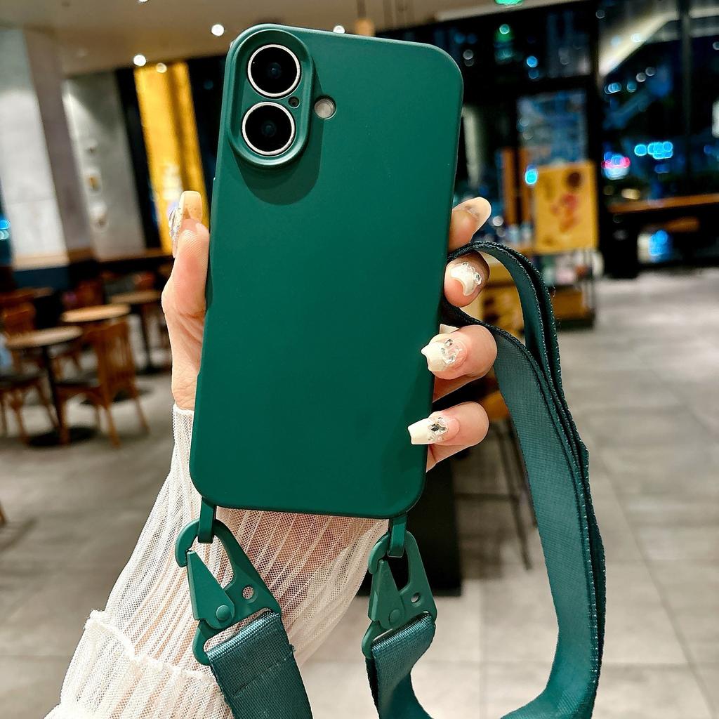 Fine Hole Integrated Hanging Hole Oblique Span Wide Rope Imitation Liquid Silicone Suitable for Iphone17 Lanyard Mobile Phone Case 16pm Soft Case