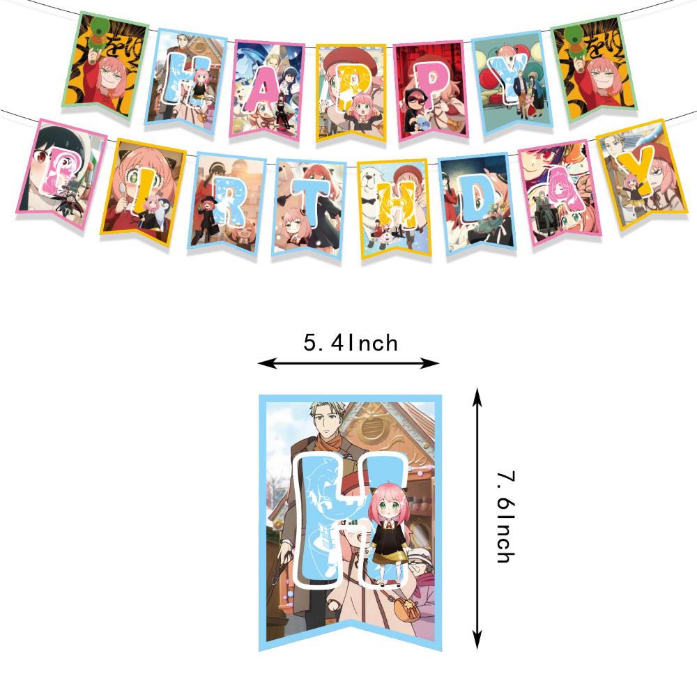 32pcs Spy Family Party Supplies Includes a Banner, Cake Toppers, Balloons