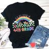 Its All Good In 4th Grade T Shirt Rainbow Cartoon Character Teacher Student Back To School For Vintage Casual Stretched