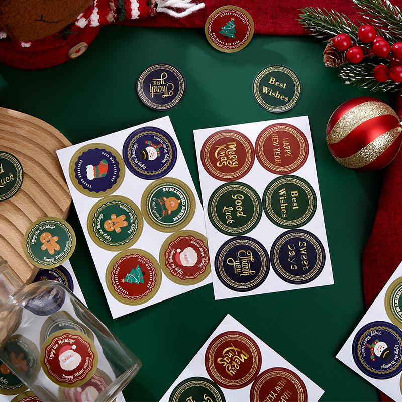 Christmas Eve Self-Adhesive Cartoon Old Man Stickers - Decorative Packaging Seals