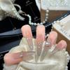 K2003 Handmade Wearable Nails: Long, Light Luxury, White-Enhancing Design