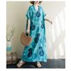 Women's Thin Cotton and Linen Loose Artistic Dress Retro Long Robe