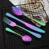 24Pcs Western Black Dinnerware Stainless Steel Cutlery Set Knife Fork Spoon Dinner Flatware Set Kitchen Silverware Tableware
