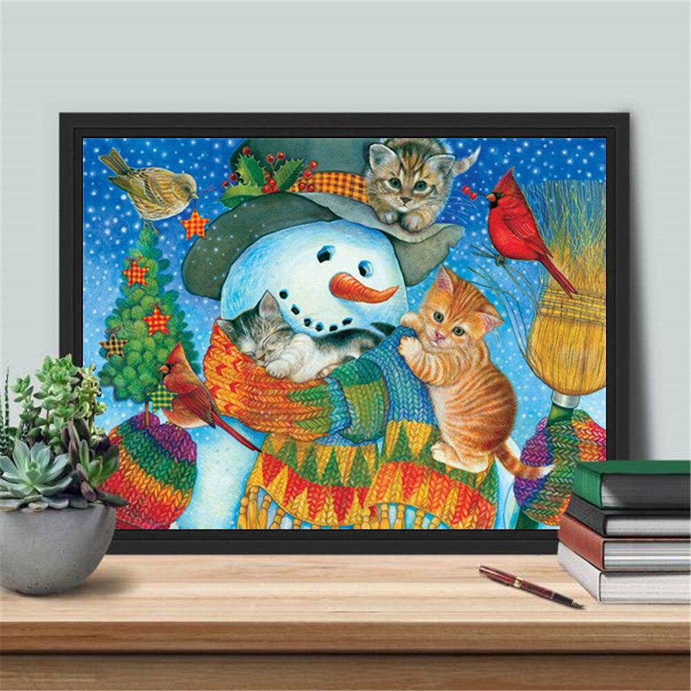 5D DIY Diamond Painting Snowman Diamond Embroidery Cat Mosaic Christmas Handicraft New Year's Gift Wall Art