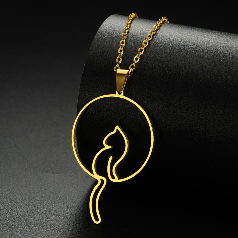My Shape Lovely Cats Pendant Necklaces for Kids Cute Animals Kitten Charms Necklaces Stainless Steel Jewelry Valentine's Day