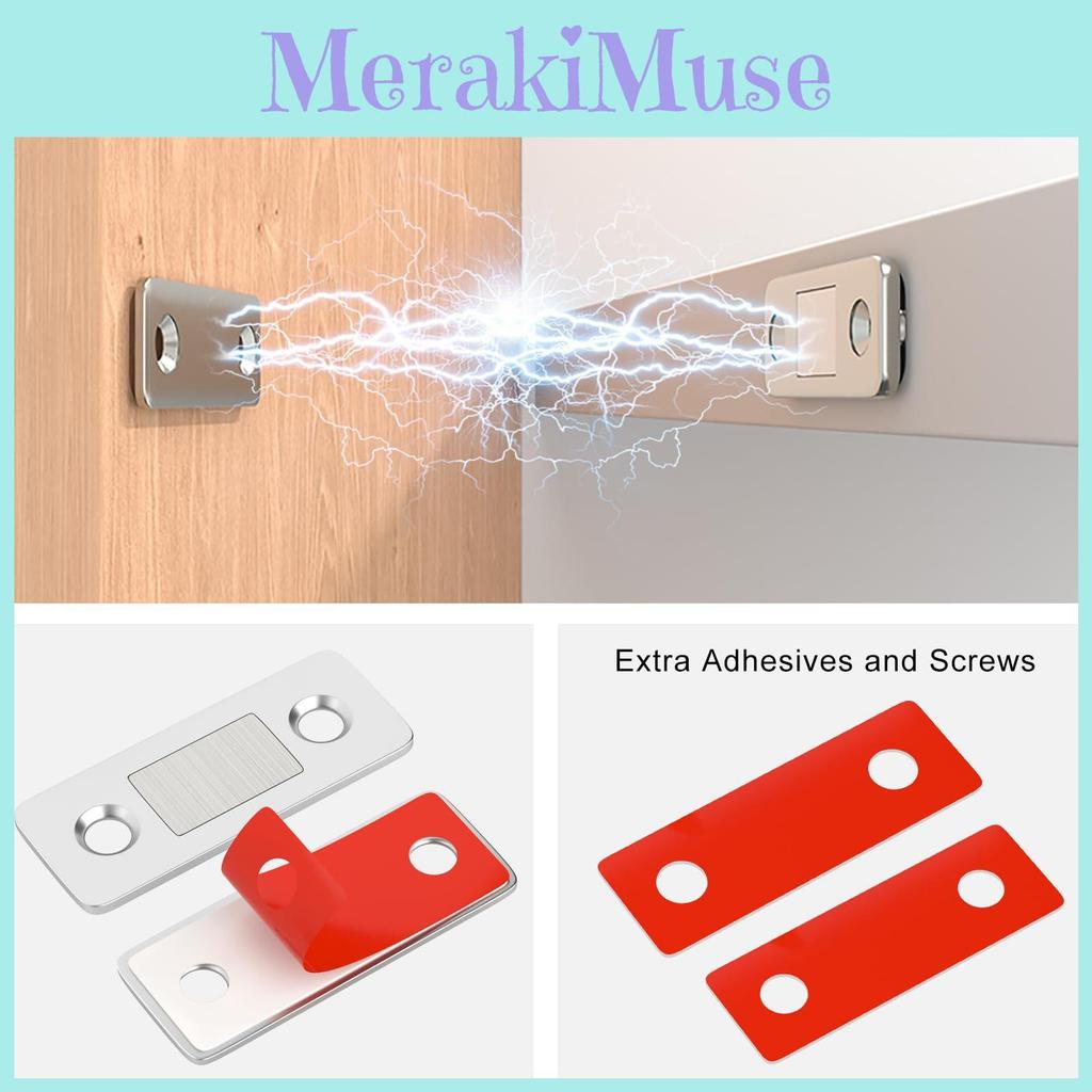Thin Magnetic Door Latch For Cabinet Automatic And Wall-mounted Stainless Steel Material