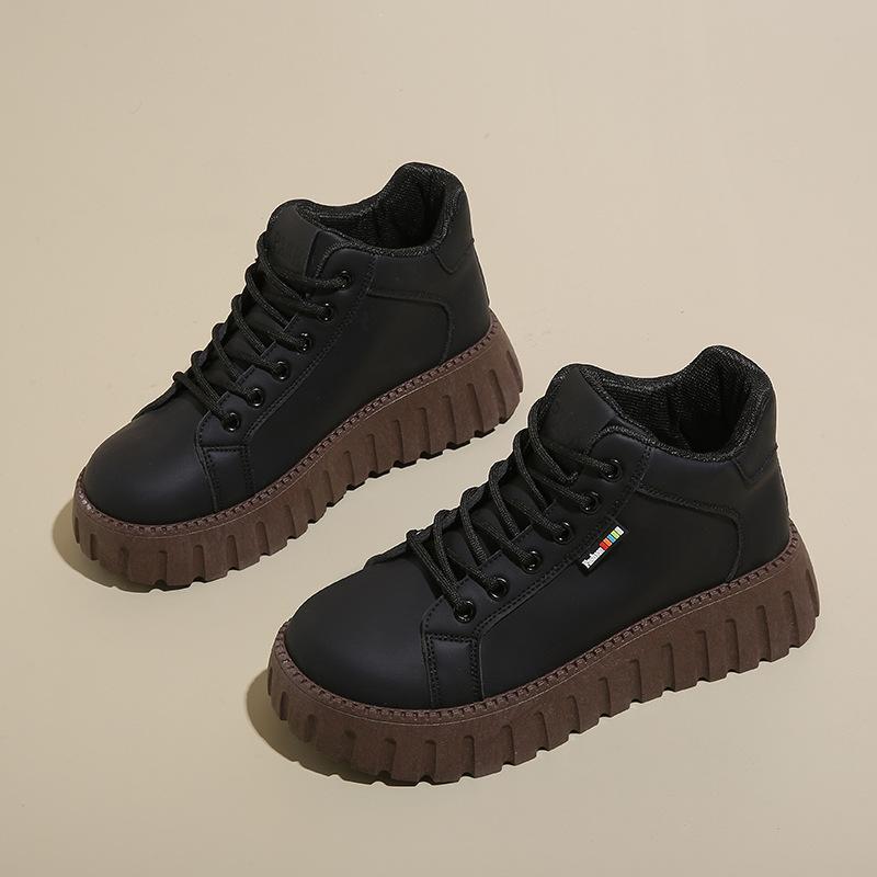 

2025 autumn new short boots ins Korean version of little white shoes female students platform high-top casual shoes leather shoes Martin boots 40