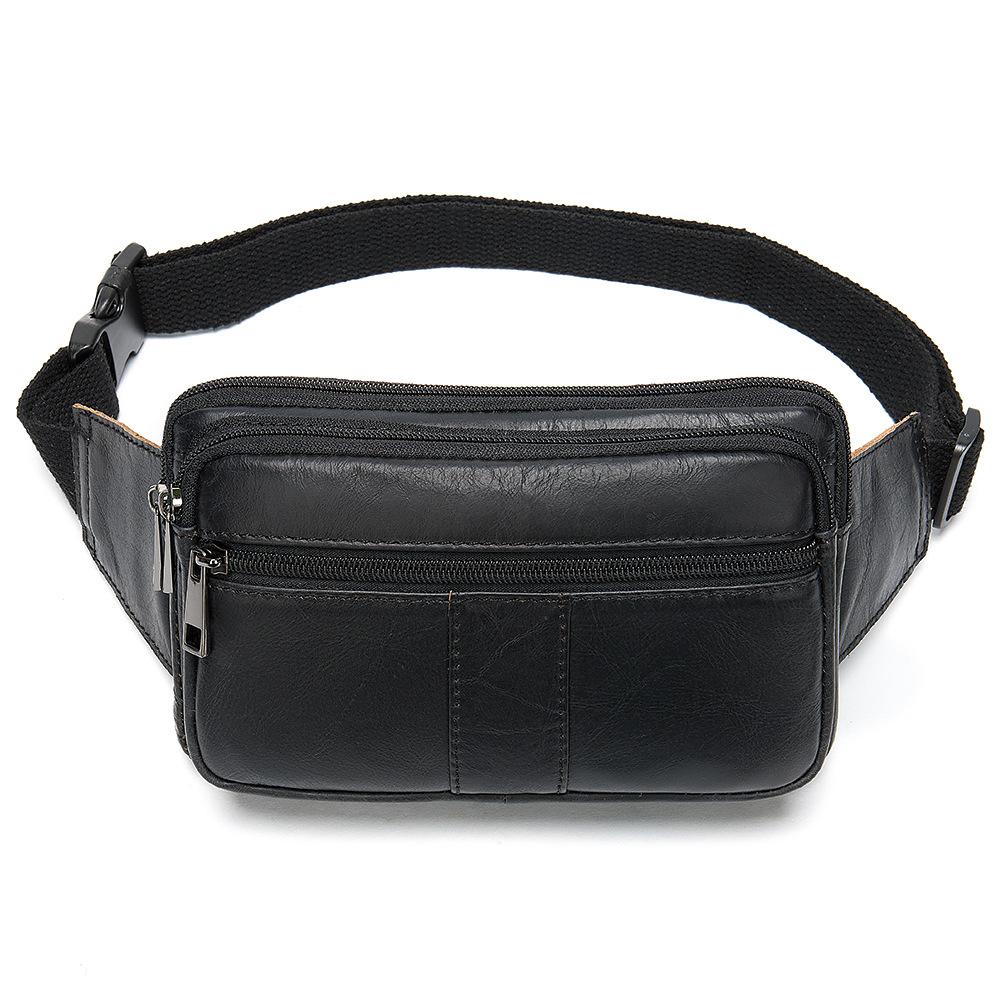 Leather Men's Waist Bag, Cowhide Outdoor Single Shoulder Crossbody Chest Bag, Men's Small Bag