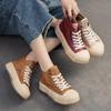 Johnature Genuine Leather Women's Flat Shoes Leisure Versatile Cowhide Round Toe Thick Soled Shoes
