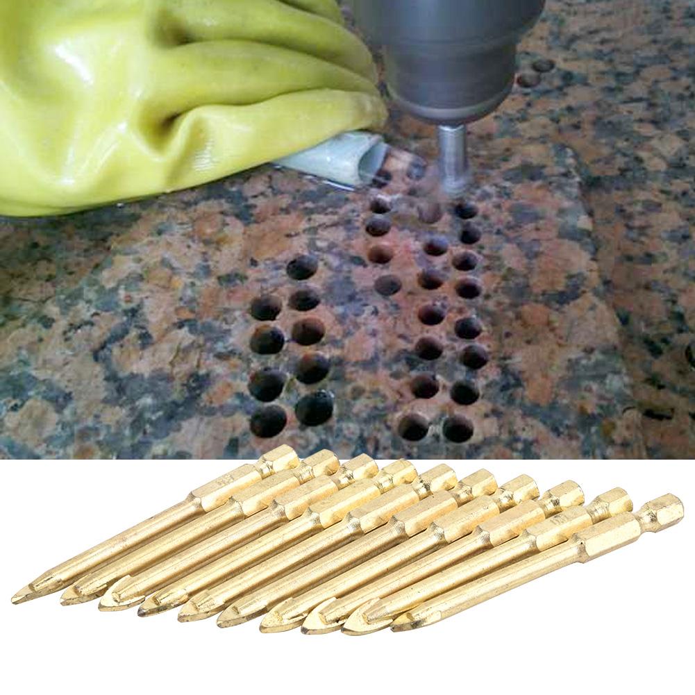 10pcs 8mm Carbide Hex Shank Triangle Spear Head Drill Bits for Ceramic Tile Glass Wood