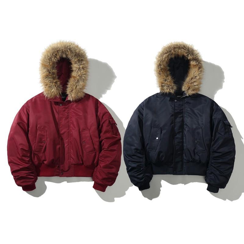 Unisex Winter Daunenjacke mit Kunstpelz Kapuze Kurz Übergröße Streetwear Mantel Herren Damen