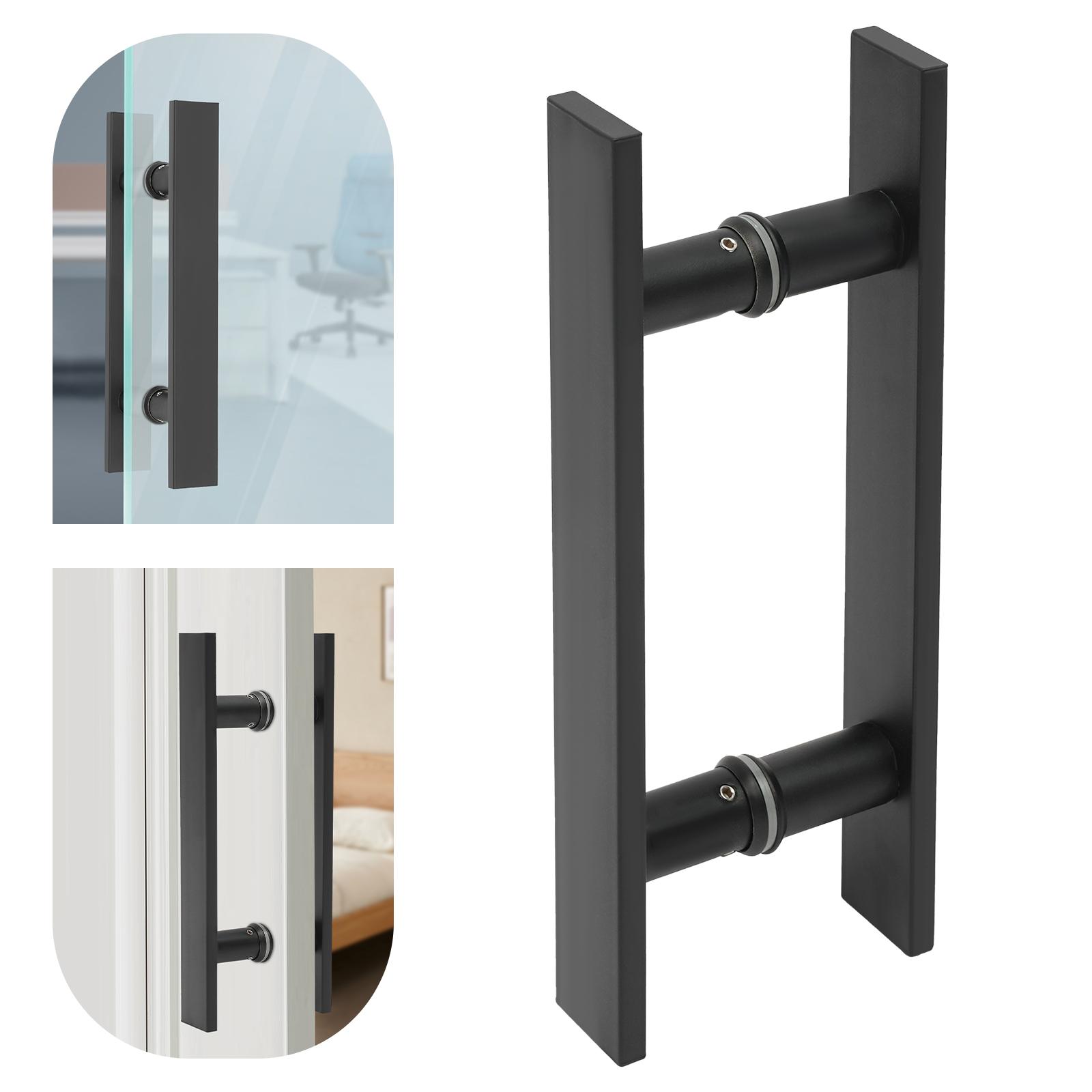 

Double Sided Stainless Steel Door Handle,Black/Silver H Shape Door Handles 11.61*1.6in Thickness 0.4in for Front Door Entrances