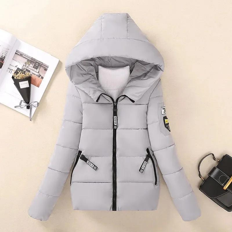Winterjacke Damen Parkas Mit Kapuze Kurze Mäntel Weiblicher Parka Warme Verdickte Jacke Lockere Baumwollwattierte Oberbekleidung