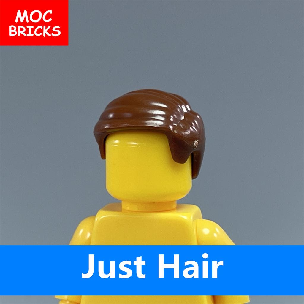 Non-Toxic 10Pcs/Lot Moc Bricks Brown Male Hairs For 4Cm Figure Body Wear Compatible With Major Brand Building Blocks Toys Dolls