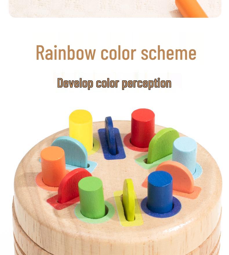 Drewniany cylinder Montessori do sortowania kształtów - Zabawka do rozpoznawania kolorów dla małych dzieci