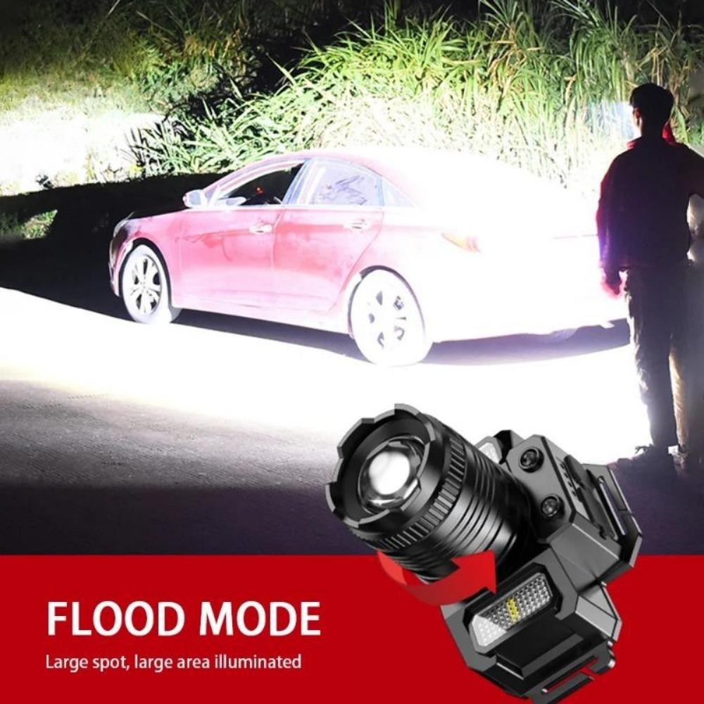 2000MAH Outdoor Induction Headlamp High Bright Waterproof Headlight Rechargeable Headlamp with Ajustable Angle for Camping Fishingi