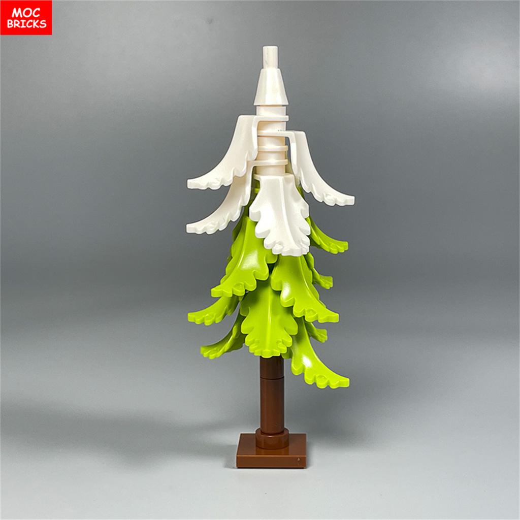 MOC Bricks Plant Winter Tree Model Forest Bush Pine Building Block City Street House Cottage Scene Decoration Kid Toy Gift
