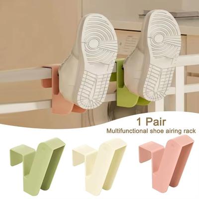 2pc Plastic Drying Shoe Rack No Punching Simple Slipper Hook Wall Mounted Drainage Rack Outdoor Hanging Storage Shoe Hanger Rack