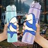 1PC Smiling Blue Dolphin Cartoon 750ml Color Plastic Sports Water Bottle Leakproof Flip Straw Lid Suitable for Sports Office Home Use